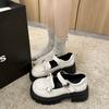 Patent Leather Mid Heels Mary Jane Shoes Women Japanese Style Heart Buckle Platform Pumps Woman Punk Jk Uniform Lolita Shoes