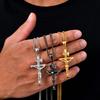 Collana Crocifisso Cattolico Impermeabile da Uomo, Ciondolo Crocifisso in Acciaio Inossidabile con Catena Cubana da 60 cm, Regalo di Gioielli Religiosi