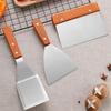 Stainless Steel Scrapers Non-stick Kitchen Grill Scraper Durable Wooden Handle BBQ Spatula Hamburger Patties Pizza Baking Tools