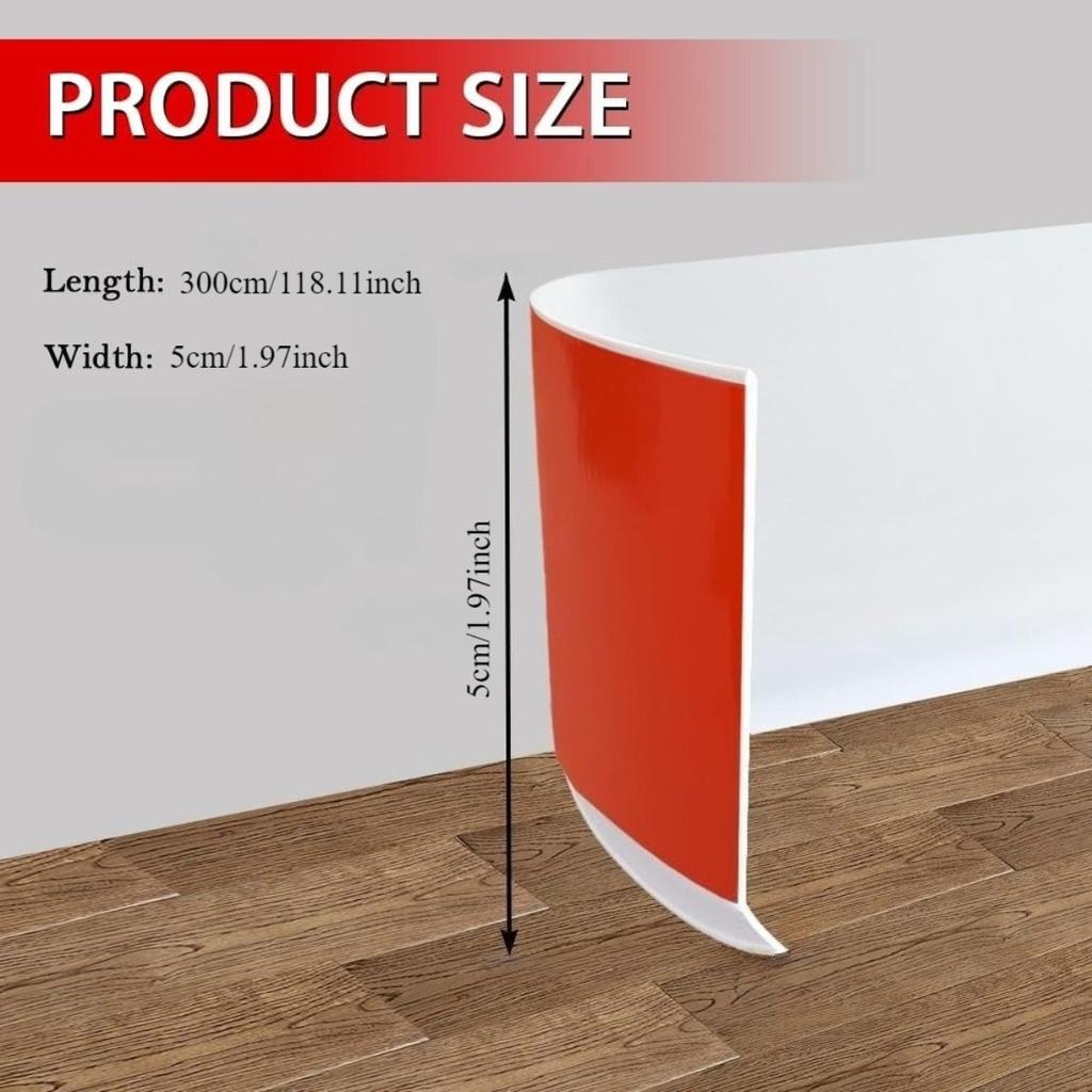 118 Inch Flexible Self-Adhesive Vinyl Wall Border Sticker Base Molding Trim Easy Installation For Home Living Room Wall Decor