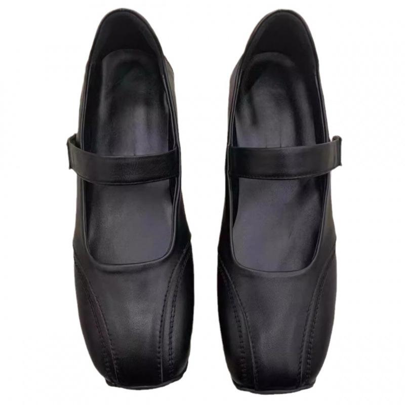 Leather Velcro retro silver ballet single shoes women's new versatile niche Mary Jane shoes spring