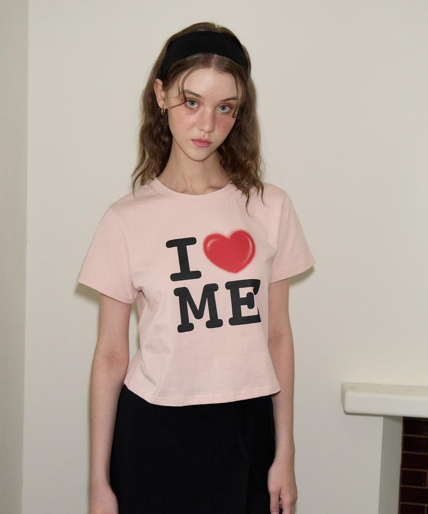 SALON DE YOHN I Love Me Crop T_ Pink