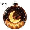 Plastic Ball Ornament Halloween Clear Hanging Decoration, Glowing Sphere with Skeleton, Lighted Transparent Decorations Pumpkin, Spider Web, Black Cat