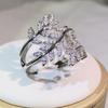 Sterling copper Three Leaf Zircon Ring Intertwined Surround Jewelry Suitable For Birthday Gifts For Women's Parties