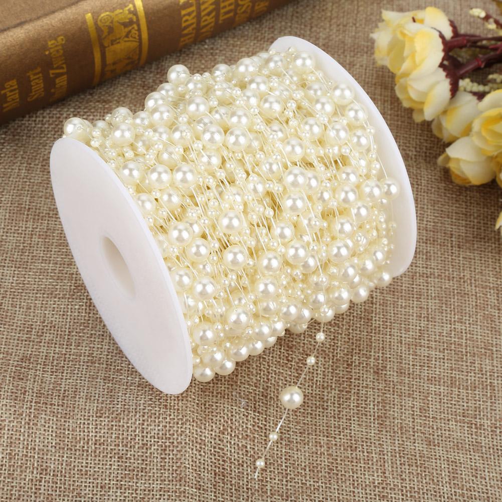 60mCelsiusroll Grinding Pearl Wire Beads Garland String Wedding Decoration 3mm+8mm(white)