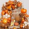 141 Pcs Autumn Balloon Arch Set Thanksgiving Balloon Wreath Arch Set for Autumn Thanksgiving Harvest Festival or Birthday Party