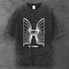 Mens Mirrored Face Oversized T Shirt Acid Washed Black Grunge Aesthetic S-4XL