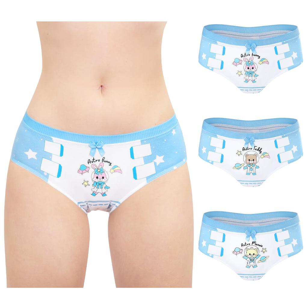[LittleForBig] Girls' Cotton Panties [Baby Astronaut] Bow Knot Underwear 3-Piece Set L