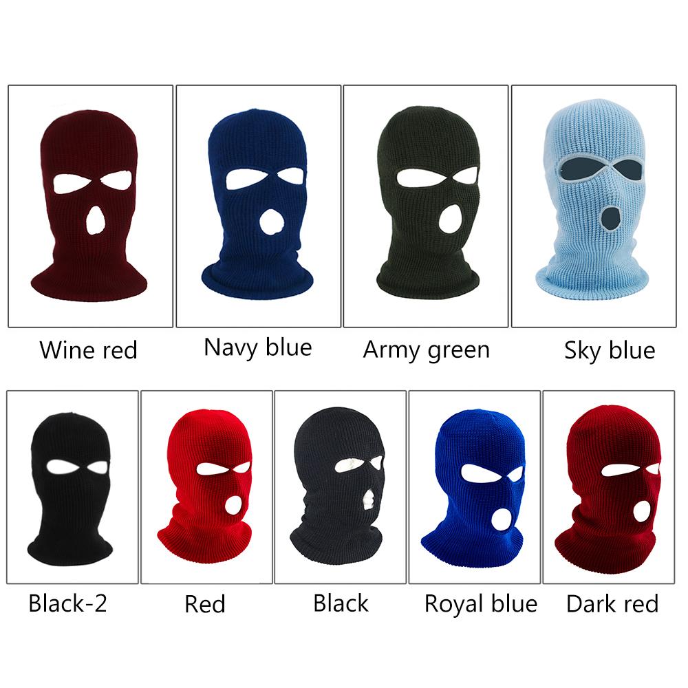 Thermal Face Mask Wind-proof 3 Hole Winter Knitted Cycling Mask Neck Warmer Motorcycle Under Helmet Lining Mask Caps Ultimate Thermal Retention Hat