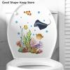 Glow-in-the-Dark Fish Toilet Self-Adhesive Sticker Ocean Bathroom Decor Removable Wall Art for Home Living Room