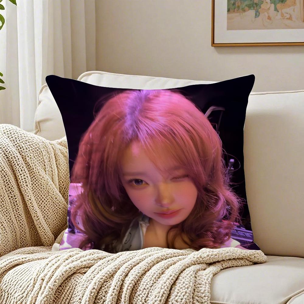 Idol Kpop QWER HHina Cushion Cover Pillowcase Antidustmite Living Room Sofa Decor Cushion Room