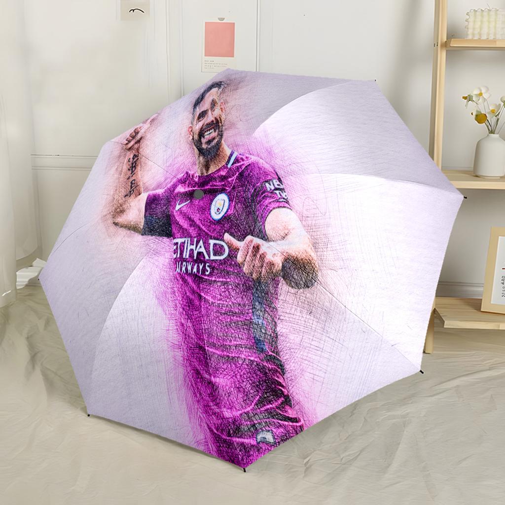Dynamic Soccer Action Portable Automatic Umbrella with 8-Rib Durable Plastic & Iron Durable Everyday Carry Umbrella Vibrant Pattern Umbrella