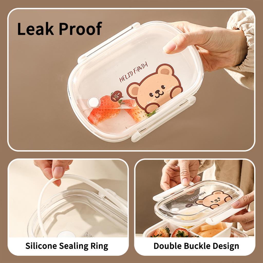 WORTHBUY Leak Proof Lunch Box Portable Food Container Microwavable Detachable Compartment Bento Box Plastic Transparent Food Box