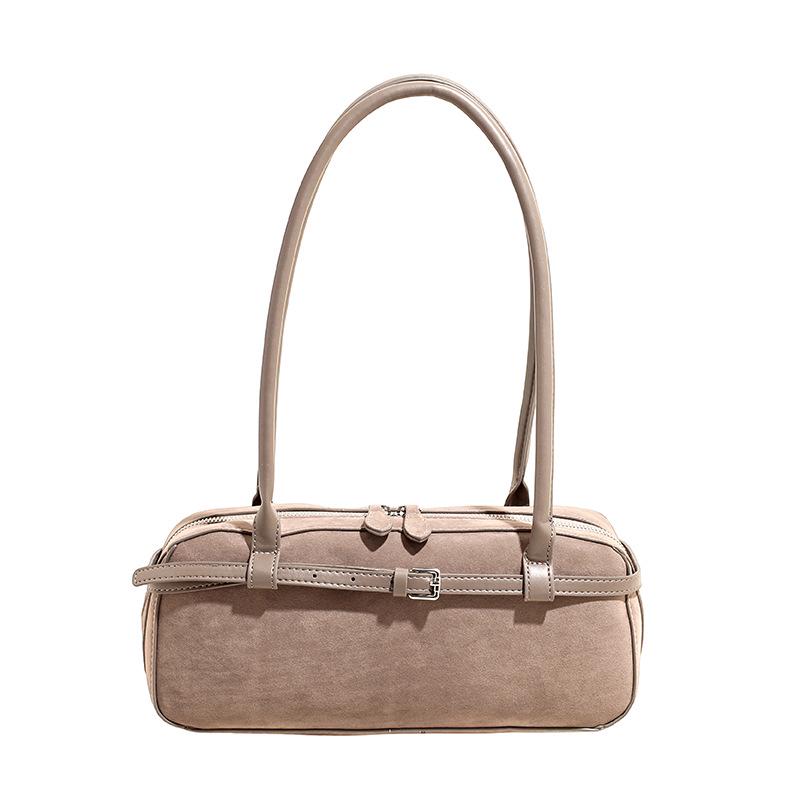 Yuezi Frosted Leather Baguette Bag: 2025 Autumn/Winter Boston Shoulder & Underarm Handbag