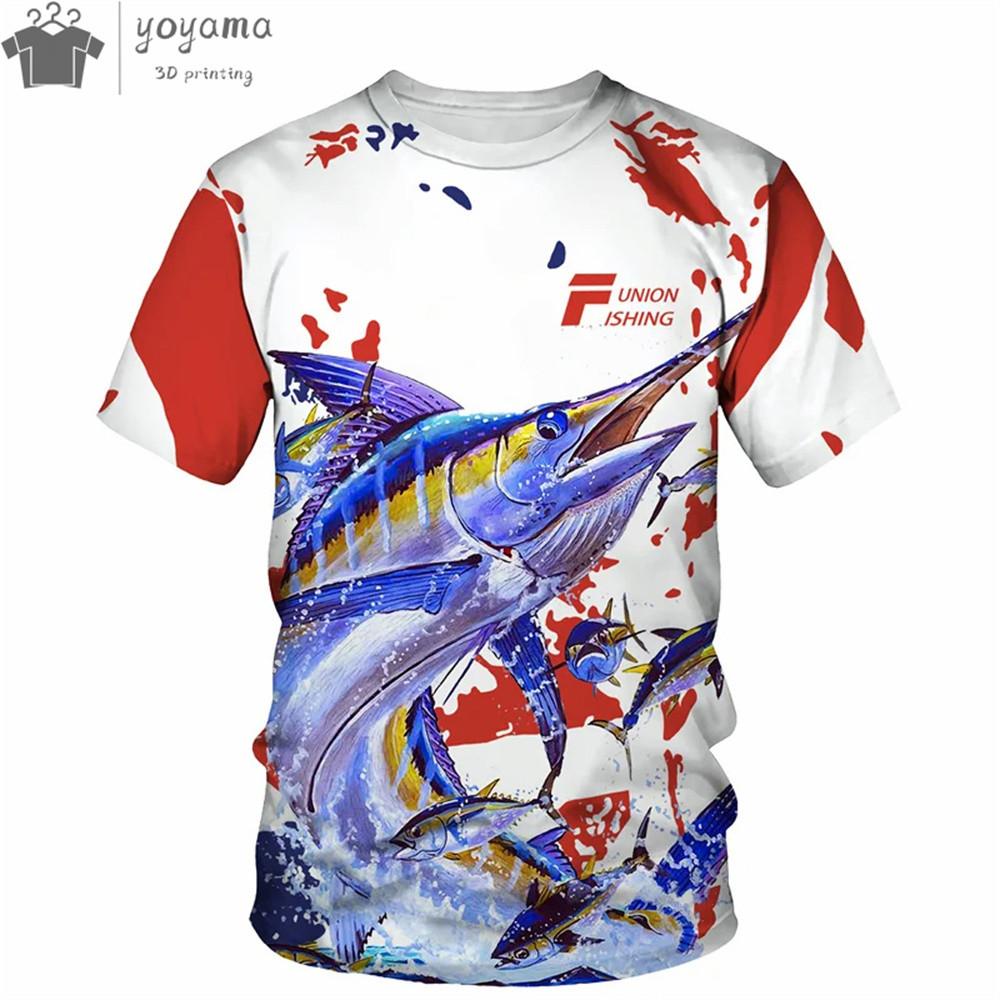 Summer Men's T-shirt 3D Catfish Print Short Sleeved Outdoor Fishing Sports Fashionable Casual Round Neck Top Oversized T-shirt