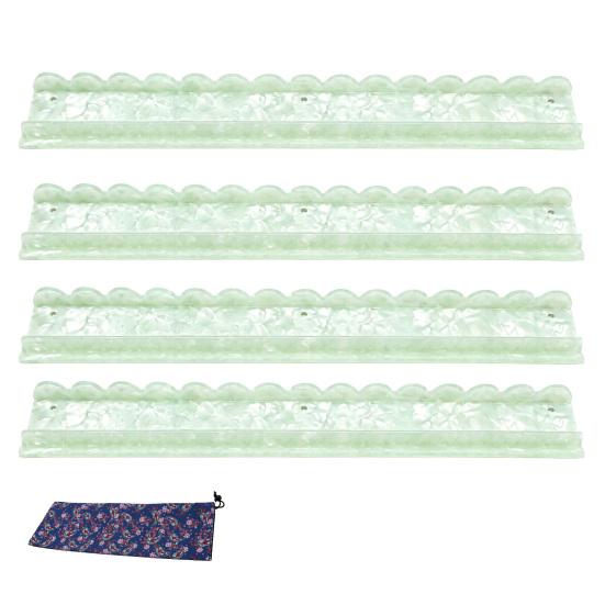 1/4Pcs Mahjong Rack with Magnetic Pusher & Storage Bag, Scalloped Acrylic Mah Jongg Tile Holder Pusher Bar, Gift for American Mahjong Players