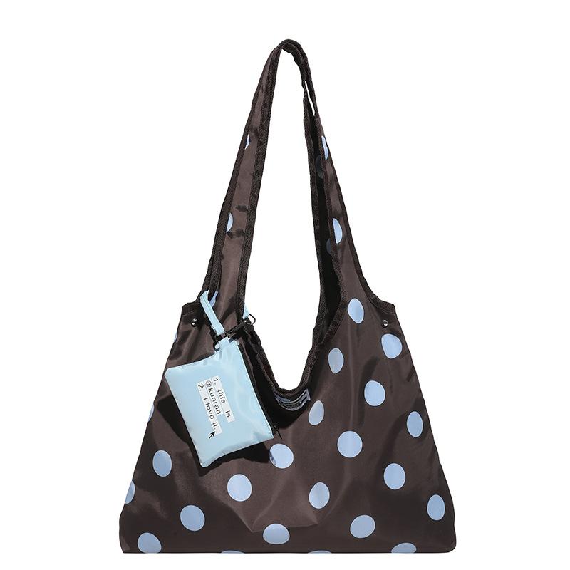 Borsa a Tracolla in Tela a Pois Reversibile Grande Capacità Design con Laccio Casual Coreana Morbida Tendenza Borsa a Spalla da Pendolare Donna