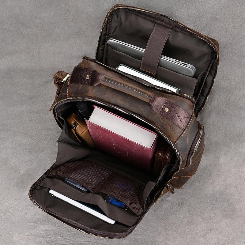 Vintage fashion genuine leather men travel bag luxury backpack computer bagpack designer shoulder bag for male multifunction bag