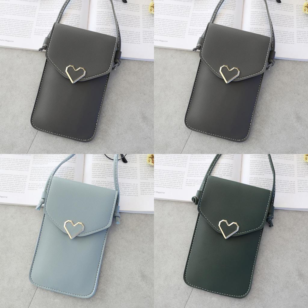 Elegant Pu Heart-shaped Decor Transparent Touch-screen Shoulder Bag For Women