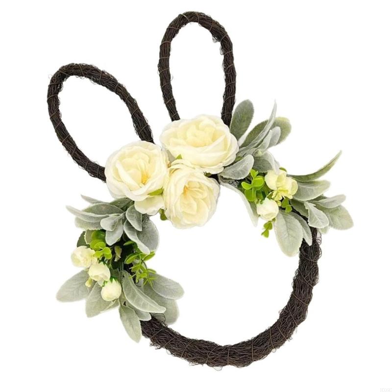 Functional Easter Wreath Decors with Rabbit and Eggs Motifs User Friendly Materials for Multiple Celebration HX6C