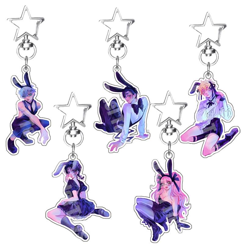 Rabbit Cafe Series Alien Stage Luka Ivan Till Mizi Hyuna Character Acrylic Keychain Decoration Pendant Fans Exquisite Gift 6Cm
