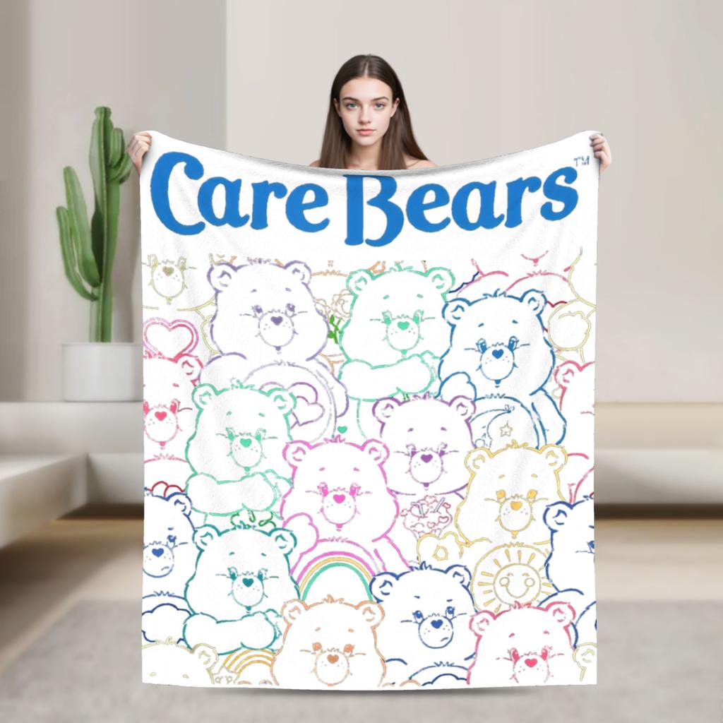 Pile Collage Of Care Bears And Cousins Blanket Flannel  Soft Throw Blankets for Outdoor Travel Bedspread