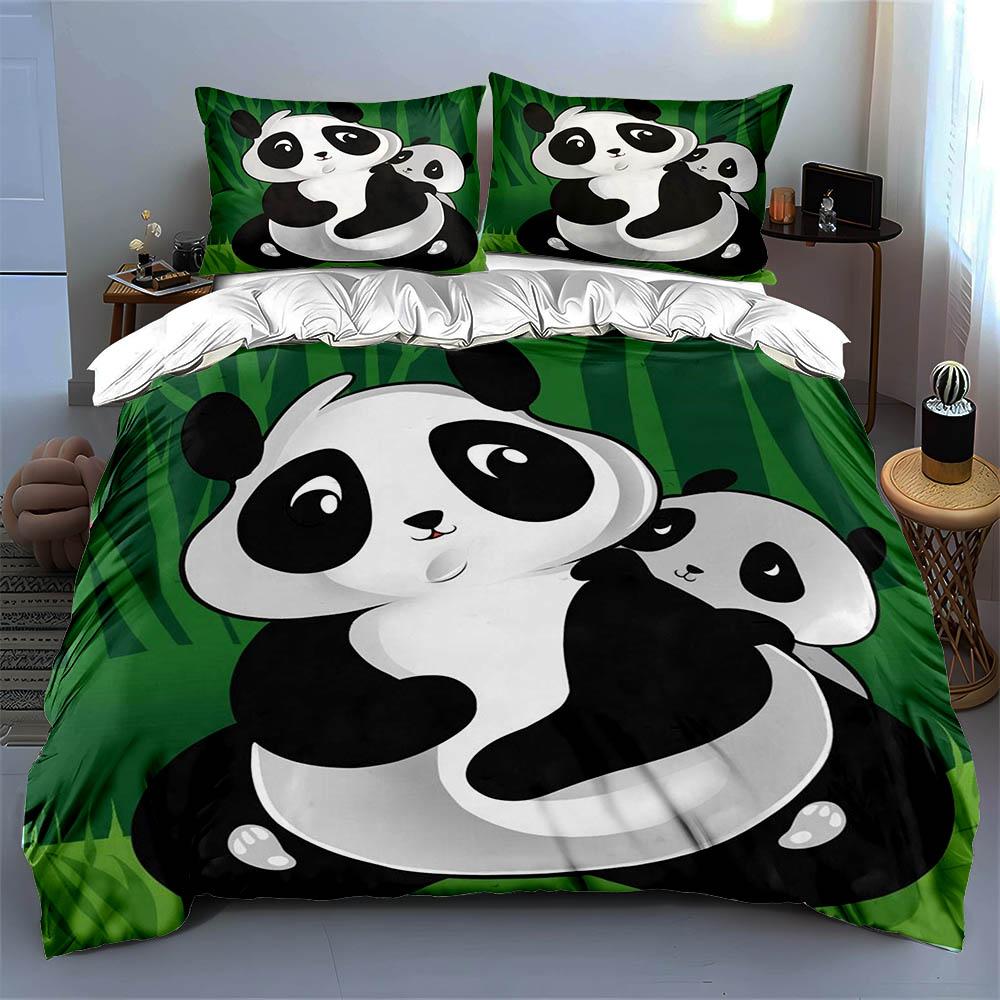 Pandas Bamboo Background Bedding Duvet Cover Sets Duvet Covers Pillowcases Gifts (1 * Duvet Cover 2 * Pillowcases, Without Duvet Insert)