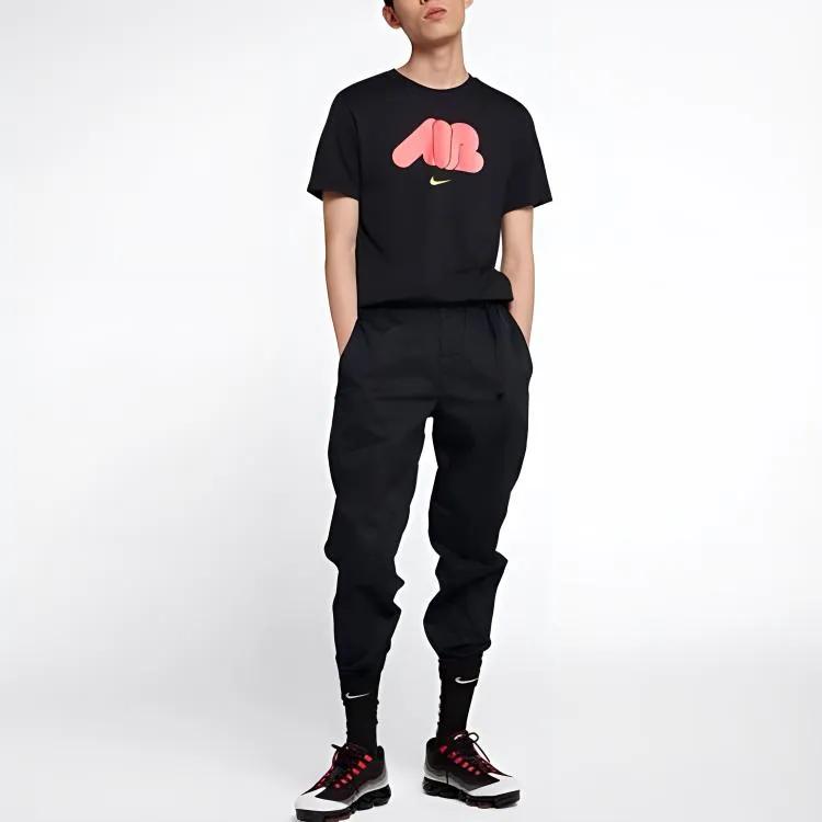 Nike T Shirts Men's Black Crew Neck Moderate Straight Fit (Unisex) T-Shirts CI2185 010
