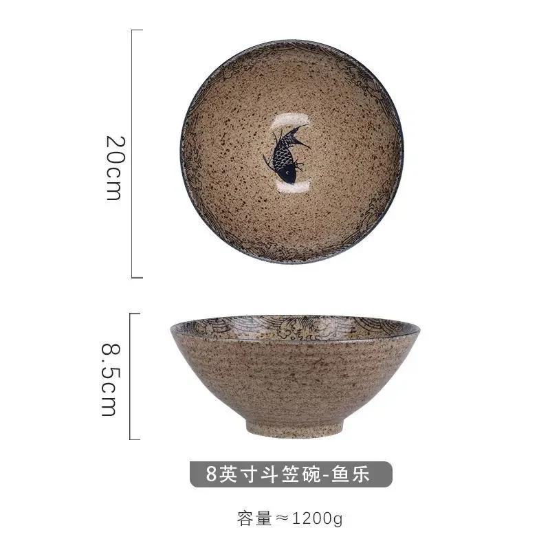 Japanese and Wind Creative Ceramic Bowl Household Instant Noodle Bowl Ramen Hat Bowl Household Commercial Salad