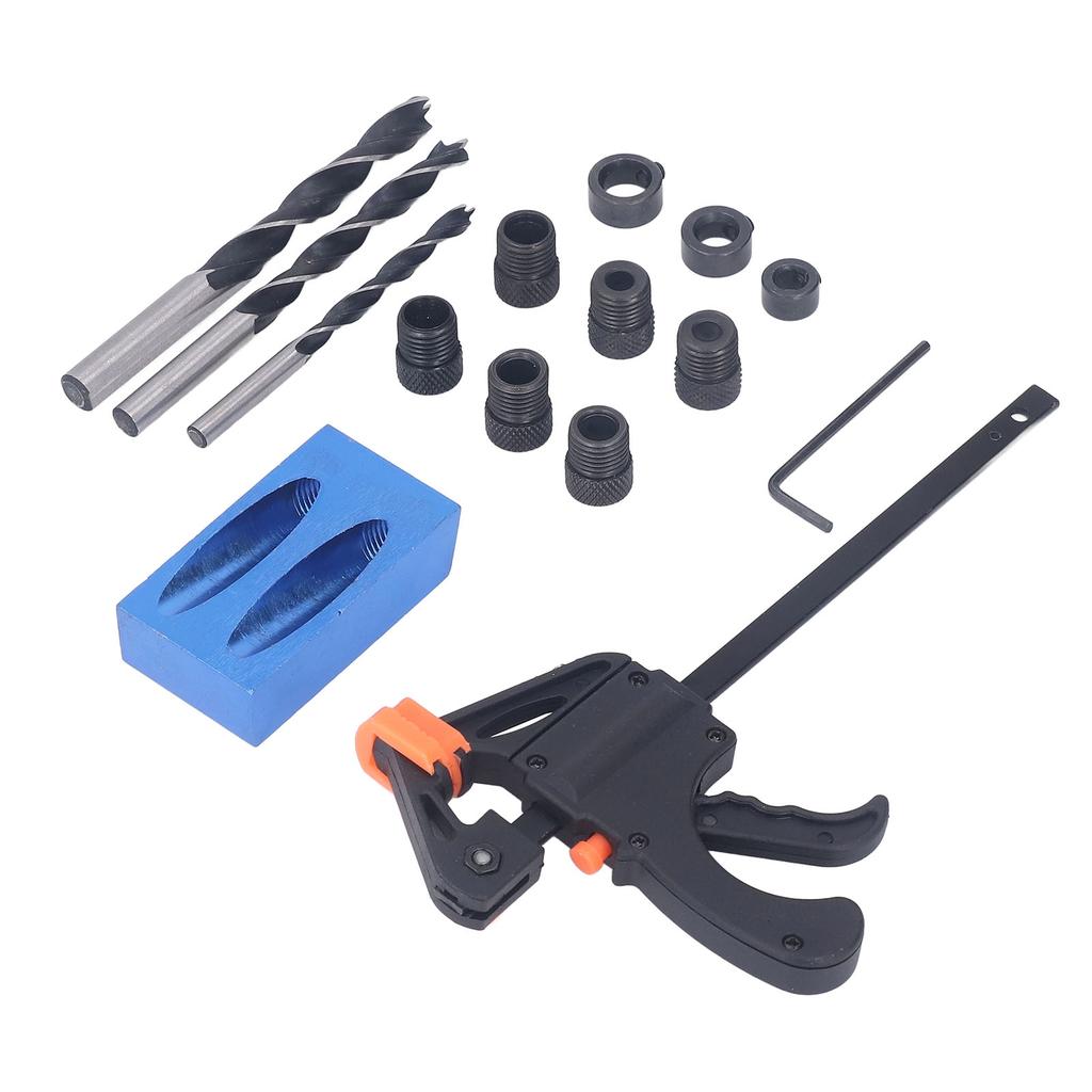 15 Stück Taschenlochbohrlehre 15 Grad Aluminiumlegierung Schräglochbohrwerkzeug für Holzbearbeitung