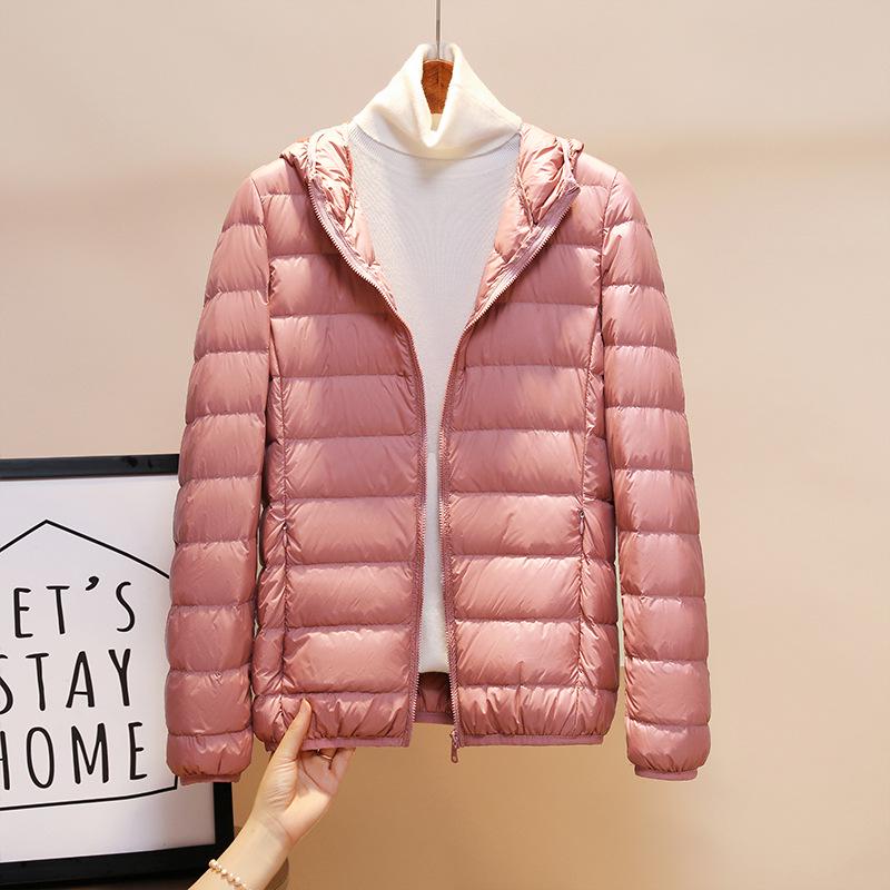 Women's 2025 Lightweight Down Jacket: 90% Duck Down, Stand Collar, Hooded, Short Outerwear, Autumn/Winter Collection, Plus Size Available
