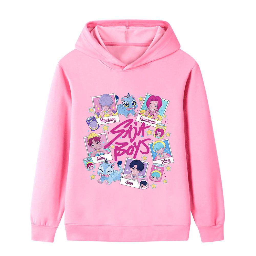 B1206 Kids Boys Girls Sajaboys Kpop Rumi Zoey Mira Print Long Sleeves Hoodie