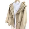 High Quality Hooded Trench Coat Drawstring Women's Short Coat Spring and Autumn Loose Women's Clothing Black New