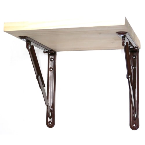 Tanabe Metal Industries Folding Shelf Brackets, 400mm, Brown, Set of 2