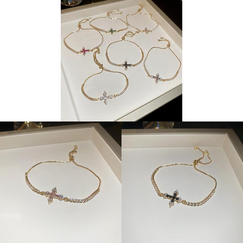 Cross Pendant Bracelet With Cubic Zirconia For Womens Fashion Accessory Gift