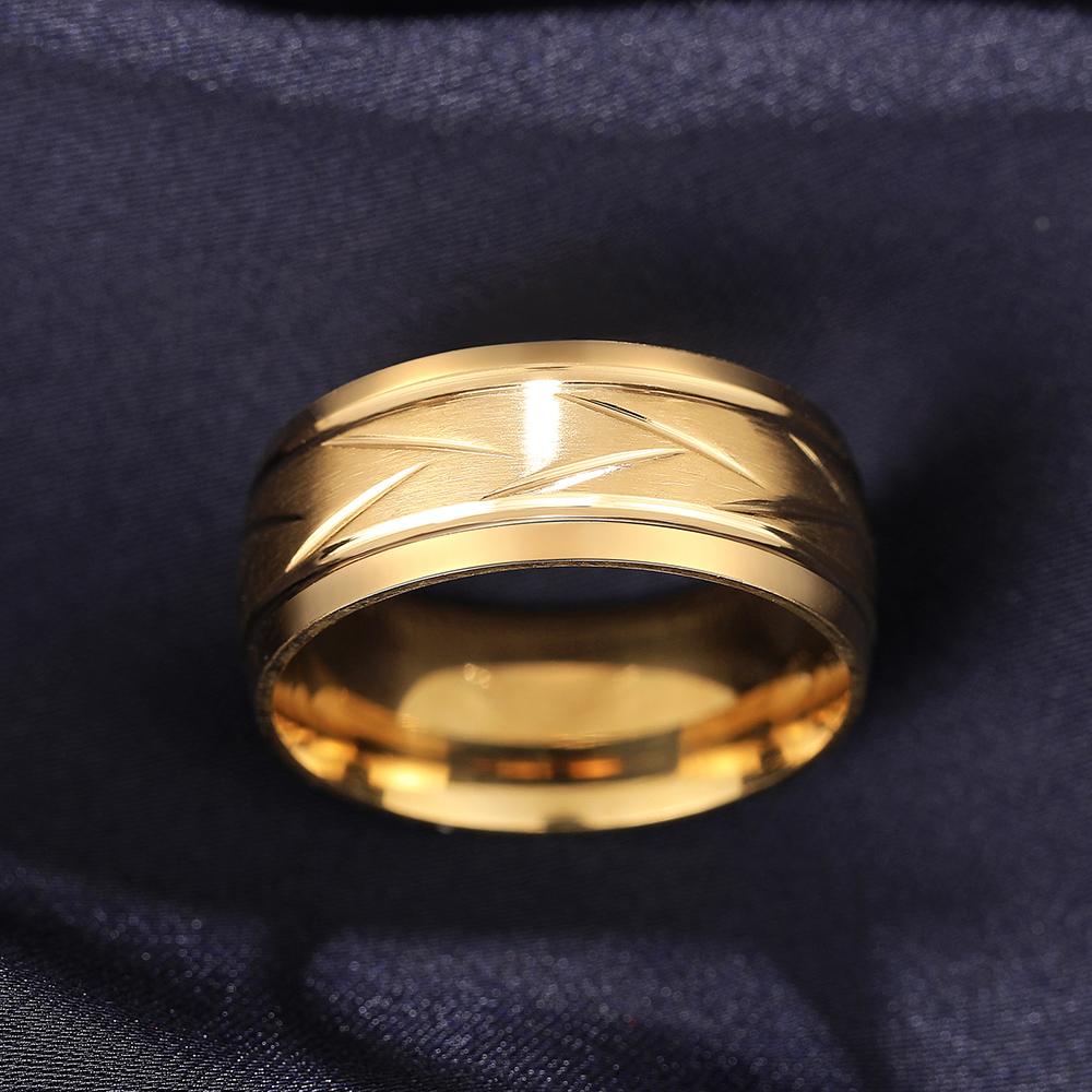 Uitan Simple Groove Beveled Stainless Steel Ring for Men Women Delicate Rings Men's Jewelry Party Gifts