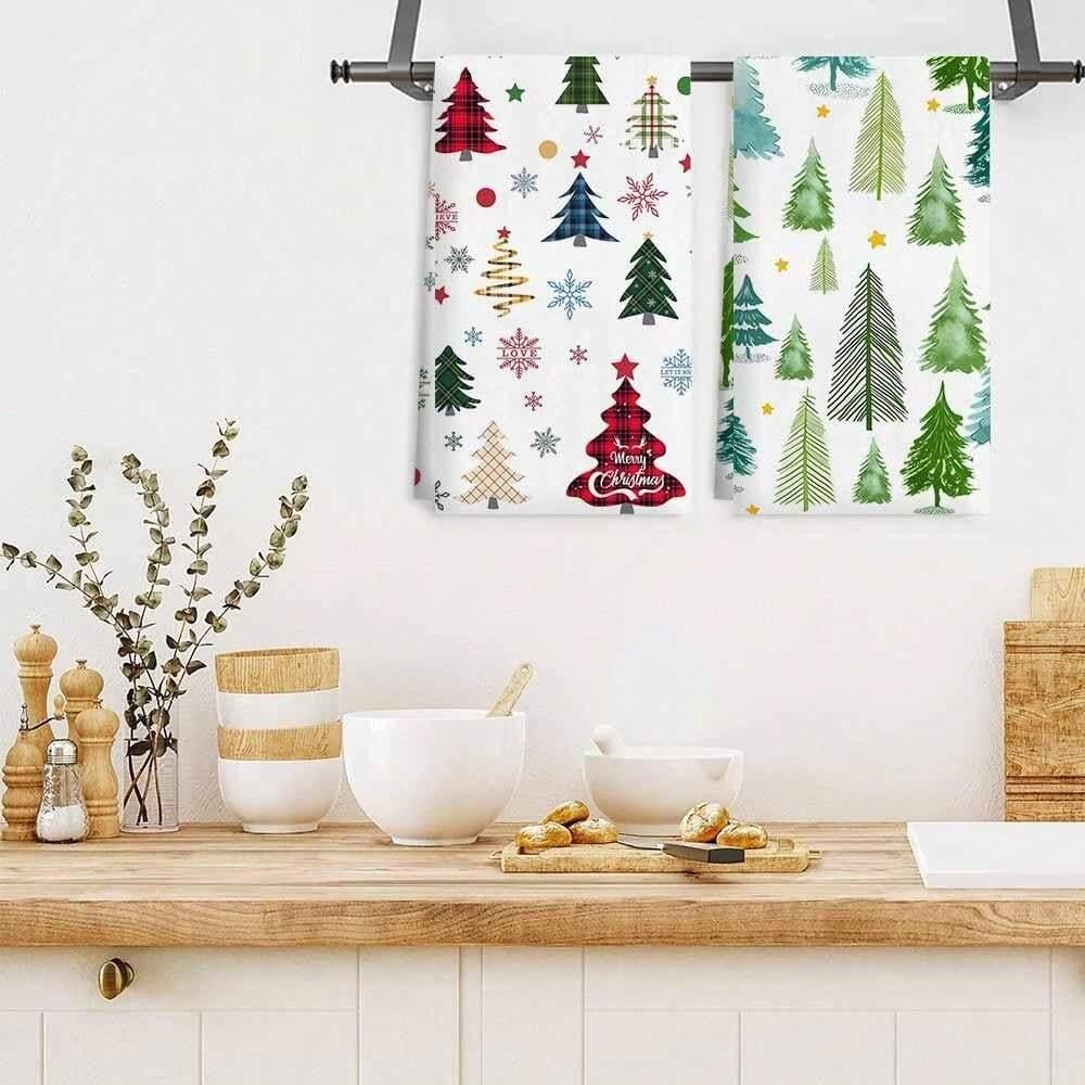 1pc/2pc/4pc/pack Christmas Scrub Sponge Creative Kitchen Dish Cloth Festive Cleaning Decor for Home & Table Kitchen Dish Towel Xmas Cleaning Supplies