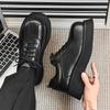 Hight Quality 2024 Spring New Leather Shoes For Men's Solid Black Teenagers Daily Casual Dress Height Increasing Shoes #38-44