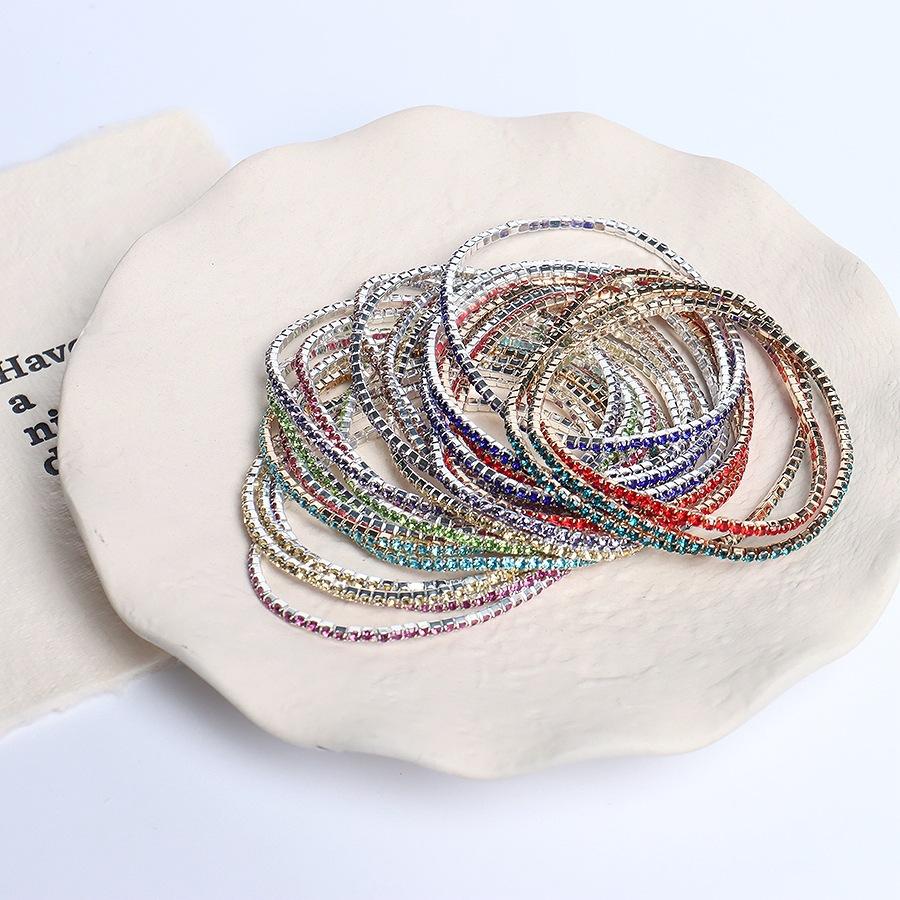 5pcs Fashion Crystal Rhinestone Stretch Bracelet For Women Elastic Wristband Wedding Bracelets Daily Female Jewelry Accessories