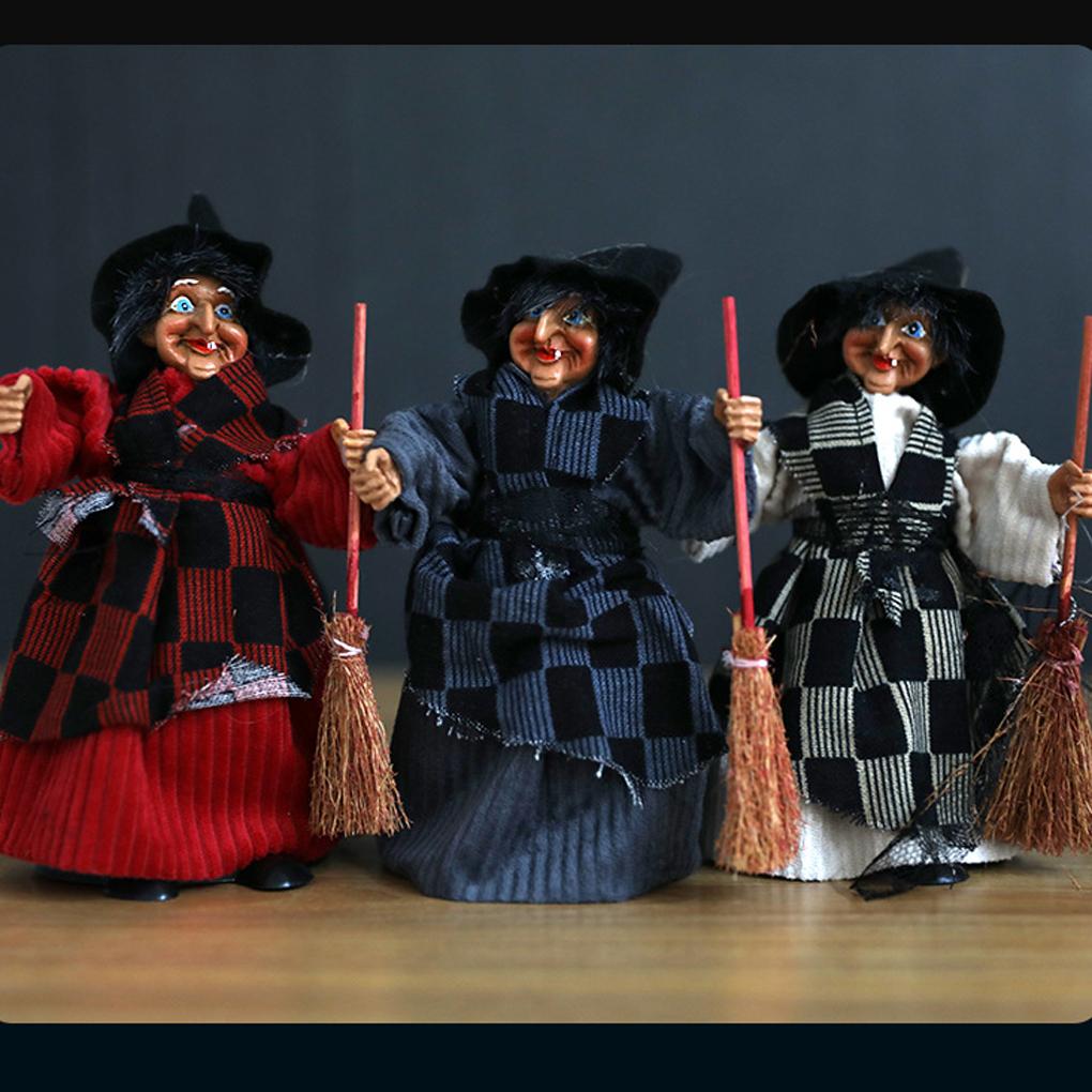 Halloweenská panenka koště čarodějnice obrázek čarodějnice kreativní halloweenská dekorace hororový obrázek čarodějnice dekorace halloweenská čarodějnice