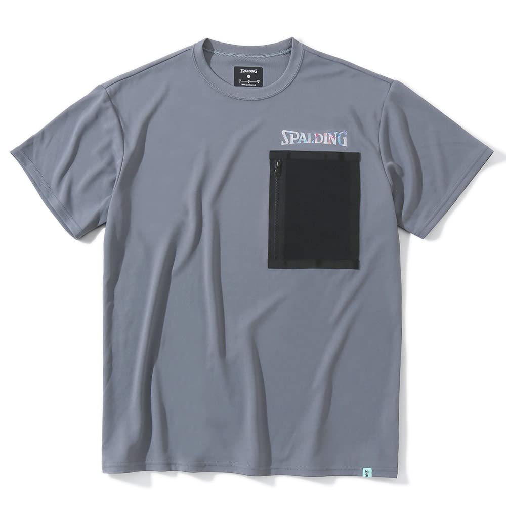

Spalding Basketball T-Shirt with Hologram Pocket, Mist Gray, Size XL, SMT23022