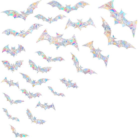 36PCS Circle Window Clings - Anti-Collision Window Decals To Save Birds from Window Collisions,Non Adhesive Prismatic Vinyl Window Clings, Rainbow