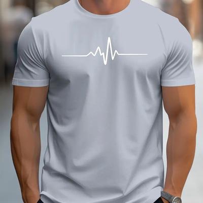 New Summer Men's Fashion T-shirt Personality Heartbeat Printed Men's T-shirt Top