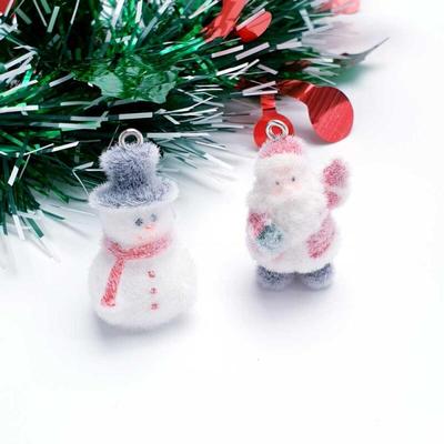 Flocking Christmas Santa Snowman Keychain Accessories