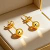 925 Silver Electroplated Gold Fashion Simple 5MM Buddha Bead Stud Earrings Birthday Party Anniversary Gift for Daily Wear