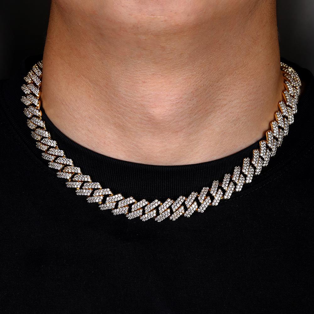 A European and American Hiphop Men's Hip Hop 13mm Rhombus Cuban Necklace Copper Inlaid Zircon, Popular