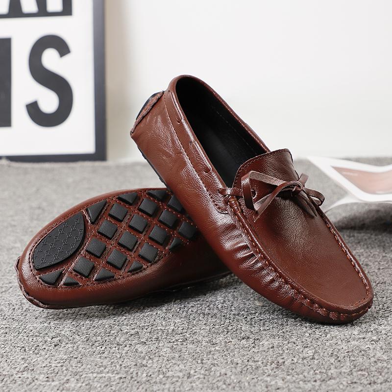 Fashion Spring Leather Shoes Casual Loafers Men's Soft Soled Brand Comfortable Flat Bottom Outdoor Walking Casual Shoes for Man