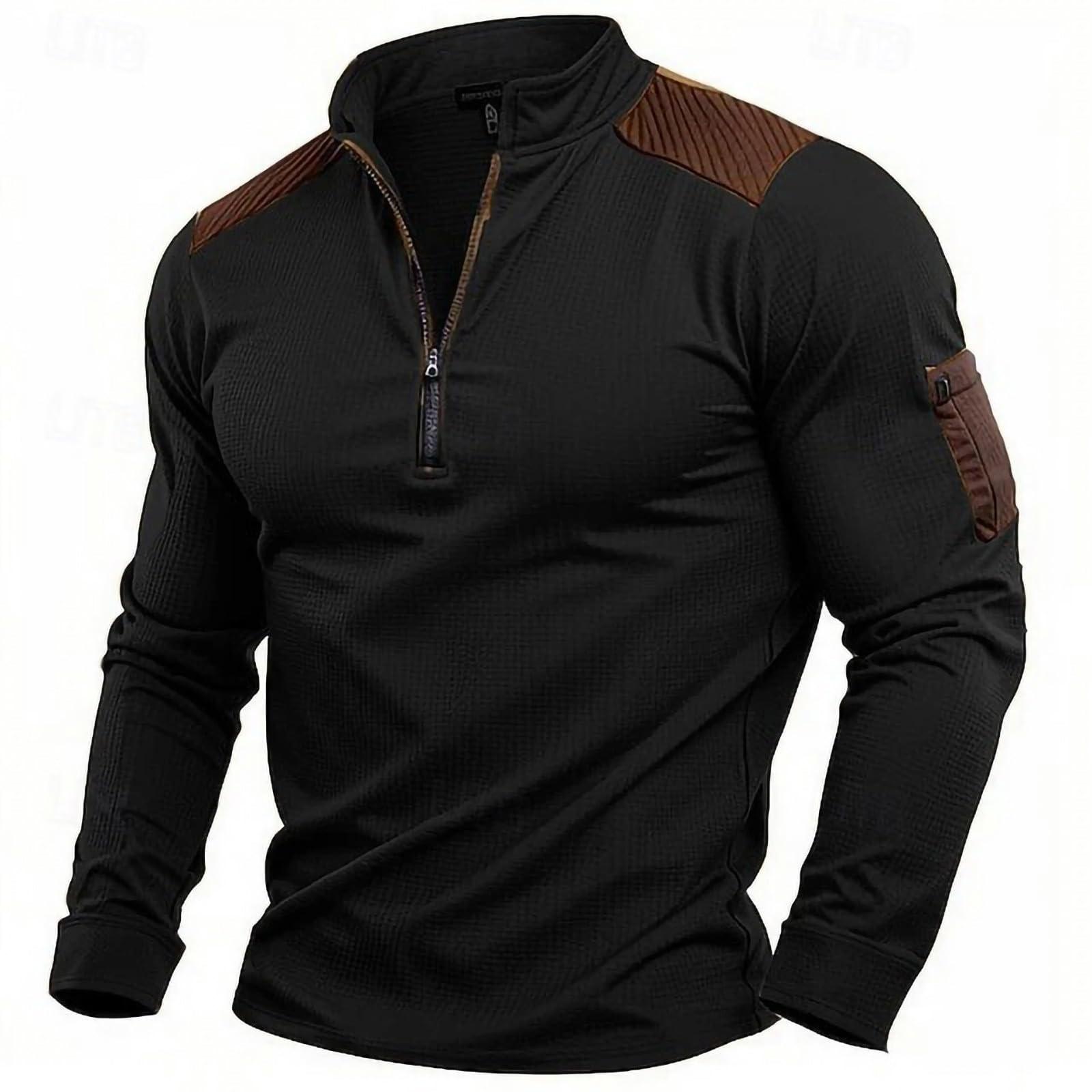 

Mens Cowboy Classic Vintage Graphic Western Long Sleeve Half Zip Pullover Retro Warmer Sweatshirts XL чёрный