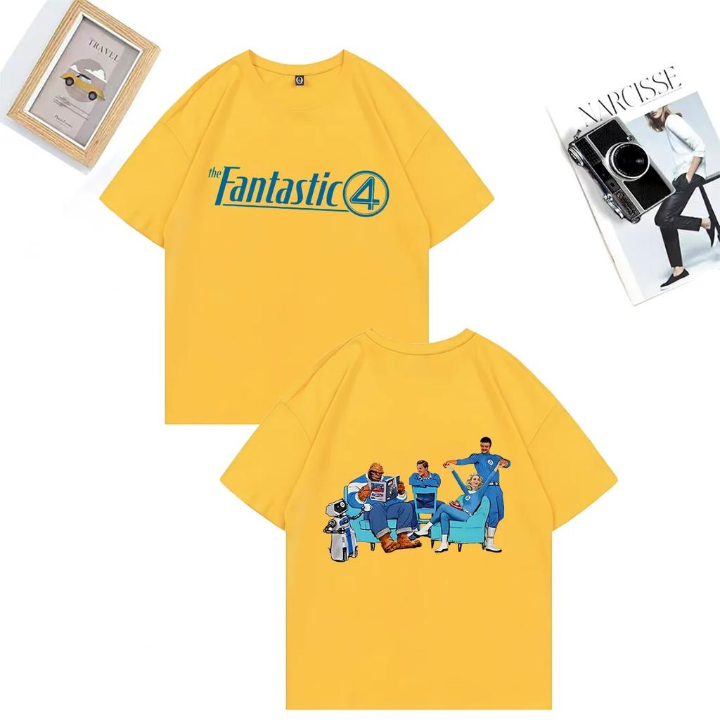 The Fantastic Four First Steps Graphics T Shirt Men Women's Street Hip Hop Vintage Oversized Cotton Short Sleeve O-Neck T Shirts