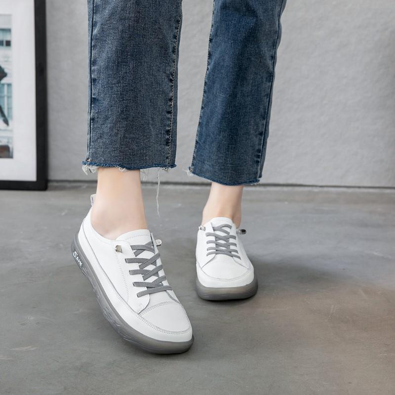 Fashion AIYUQI Loafers Ladies Genuine Leather Large Size Spring New Lace-up White Shoes Women Fashion Casual Soft Sole Flat Shoes Women